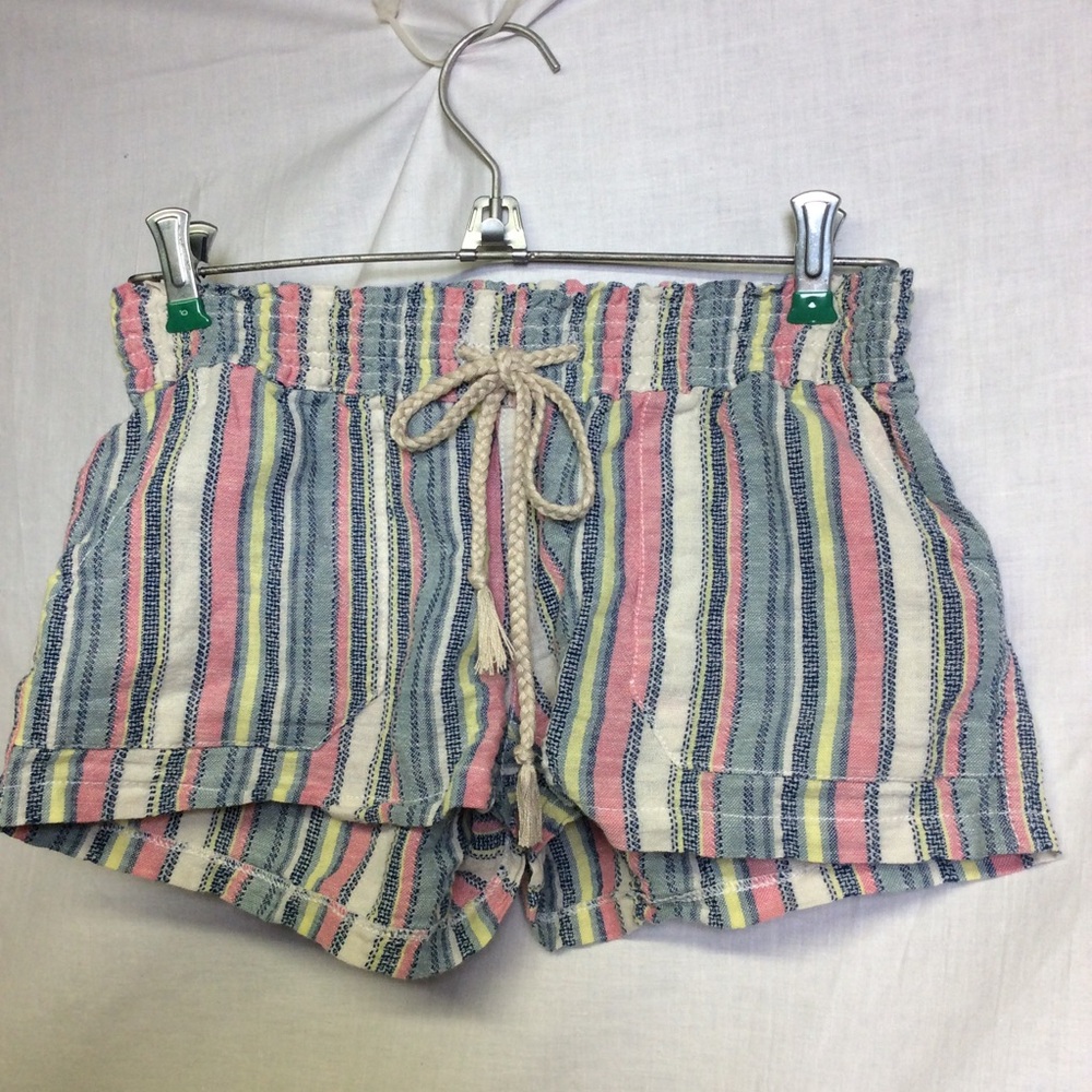 Angel Kiss Striped Short Shorts Blue Pink Cream M